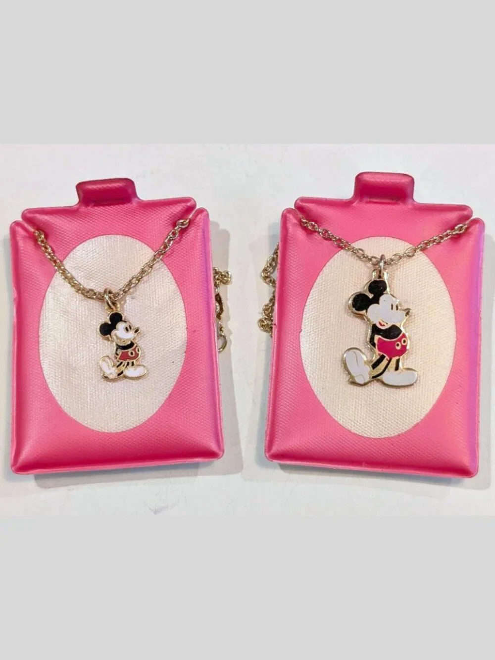 RARE VTG Walt Disney Mickey Mouse Enameled Gold Tone KIDS Pendant Necklaces